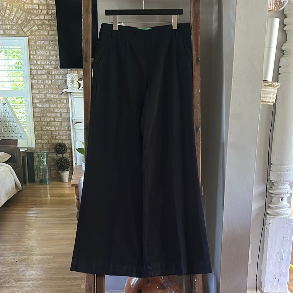 UNITED COLORS OF BENETTON REGULAR WAIST COTTON BLACK PANTS TROUSERS 46 NEW